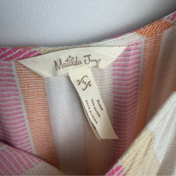 Matilda Jane Take A Chance Sleeveless Striped Jumpsuit Wide Leg Cropped Size S - Picture 10 of 10